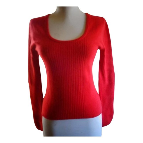 VGUC - ...SO REAL, SO RIGHT Red round neck sweater 100% cashmere - Size S - Picture 1 of 7